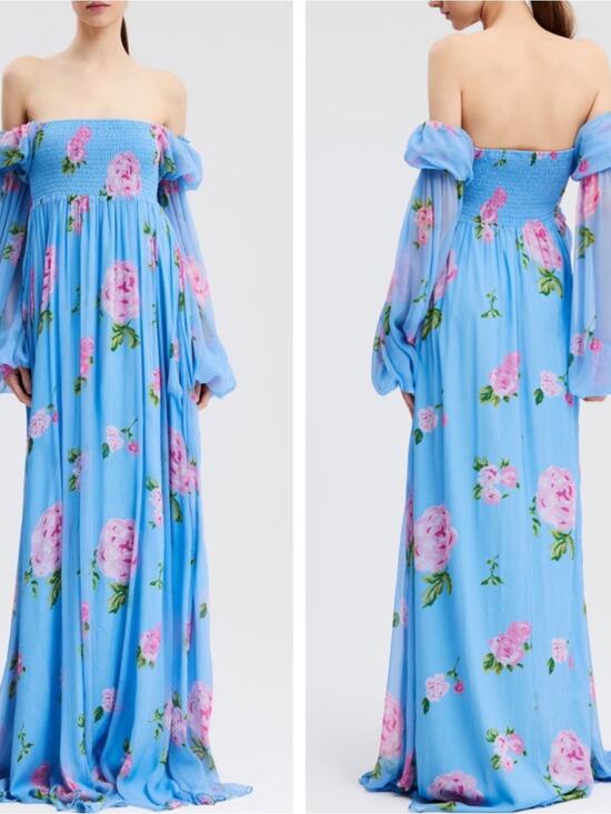 Caroline Constas Dresses & Skirts - CAROLINE CONSTAS Kinsley Floral Off the Shoulder Long Sleeve Maxi Dress Size M